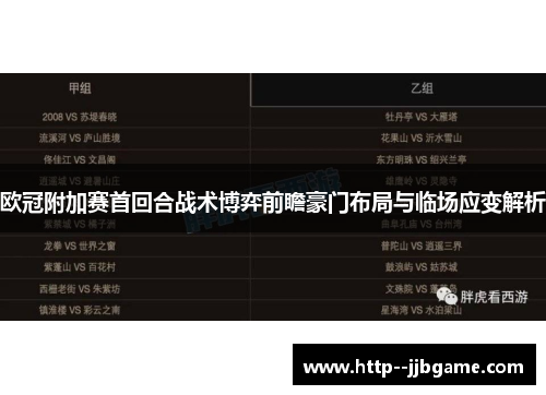 欧冠附加赛首回合战术博弈前瞻豪门布局与临场应变解析